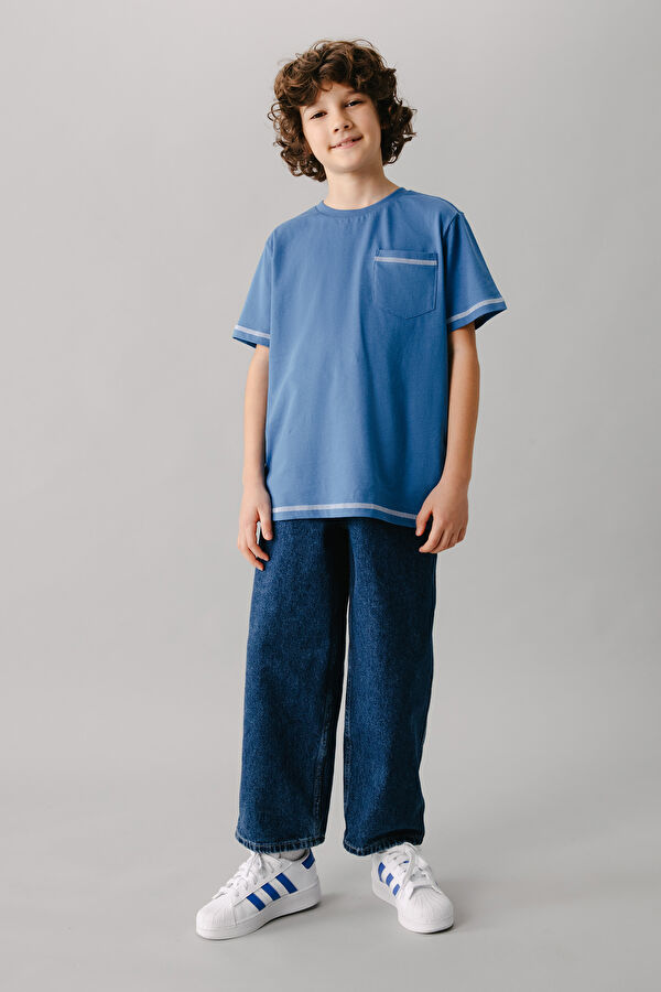 Blue Straight Leg Kids Pants