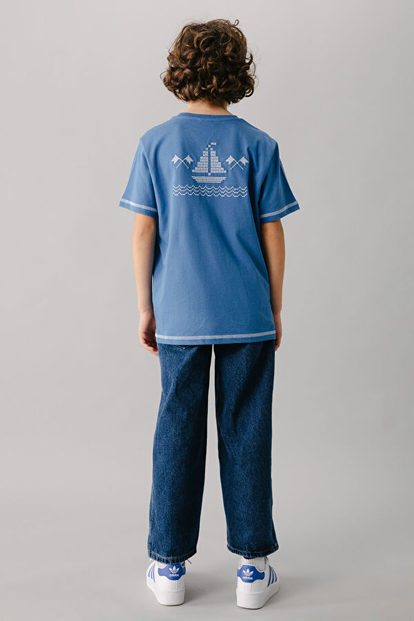 Blue Straight Leg Kids Pants 2