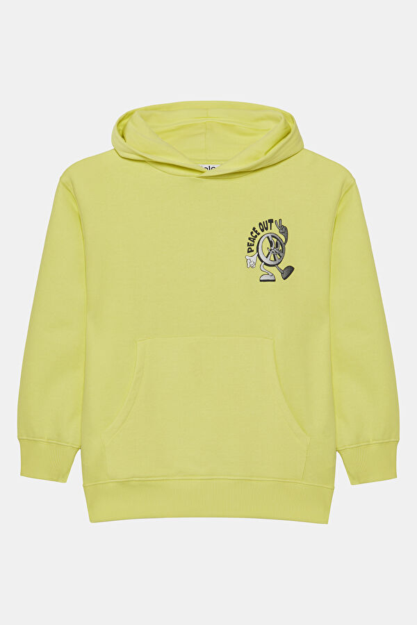 Açık Sarı Kapuşonlu Çocuk Sweatshirt 2