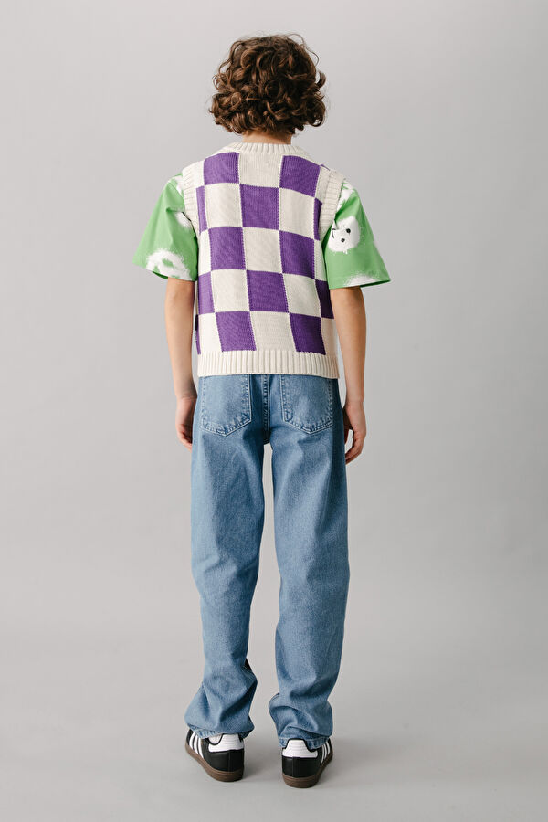 Unisex Purple Patterned Kids Vest 3