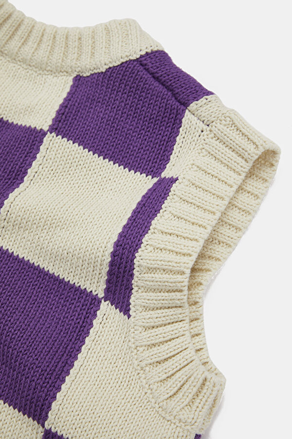 Unisex Purple Patterned Kids Vest 7