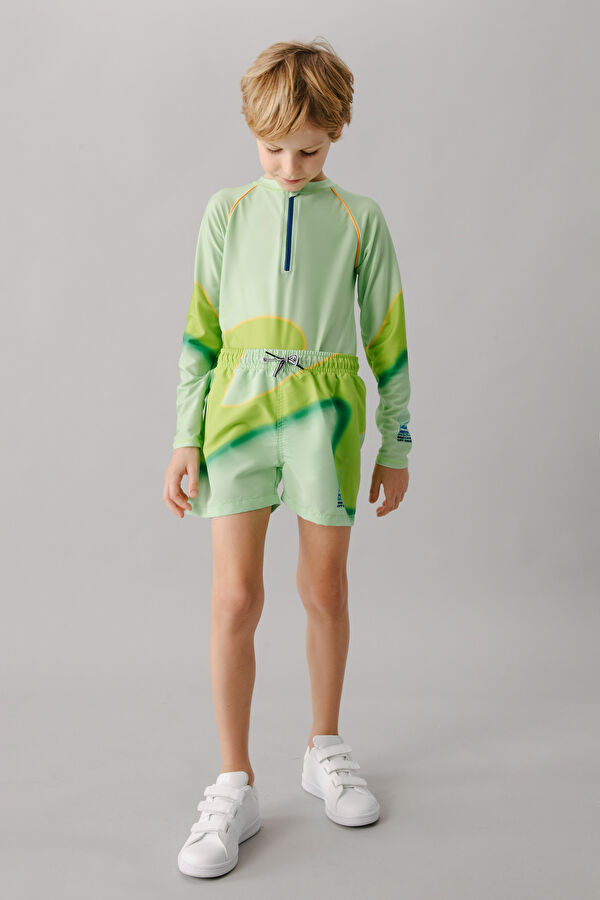 Light Green Design Filled Swimsuit