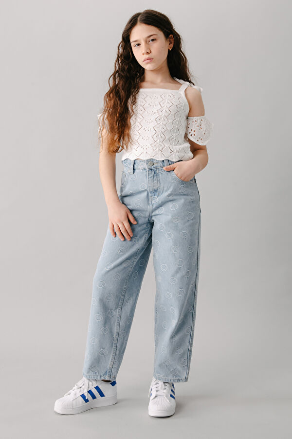 Light Blue Straight Leg Kids Pants