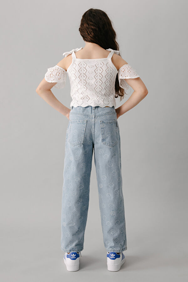 Light Blue Straight Leg Kids Pants 2