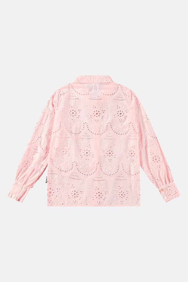 Açık Pembe Desenli Dik Yaka Gömlek 5