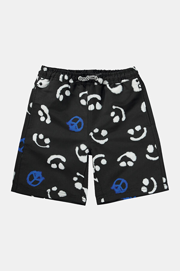 Black Patterned Kids Swimsuit 3