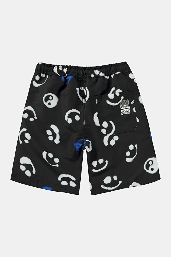 Black Patterned Kids Swimsuit 4