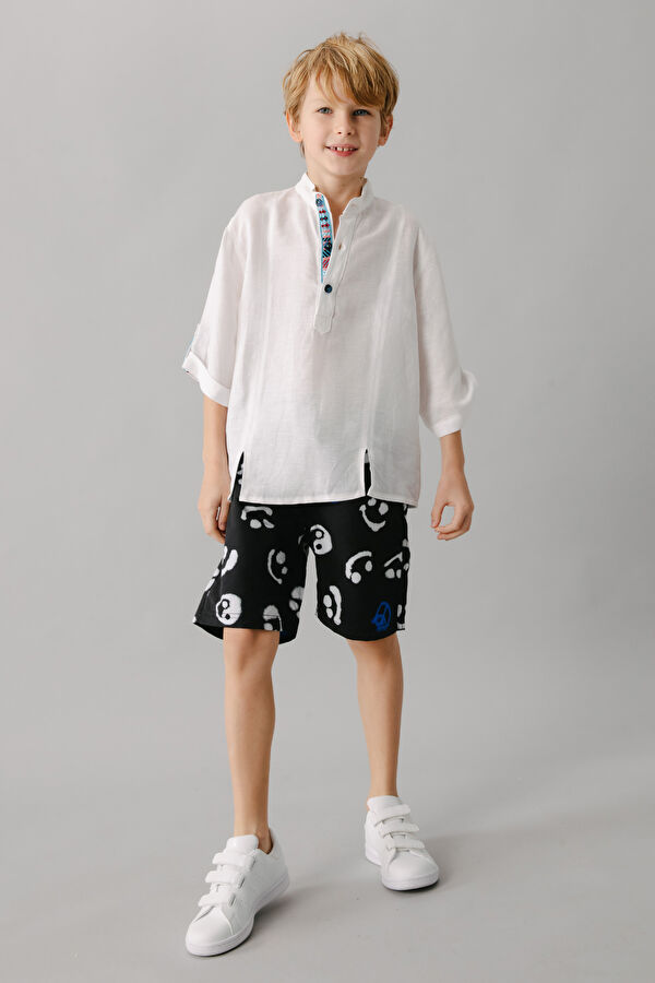 Black Patterned Kids Swimsuit