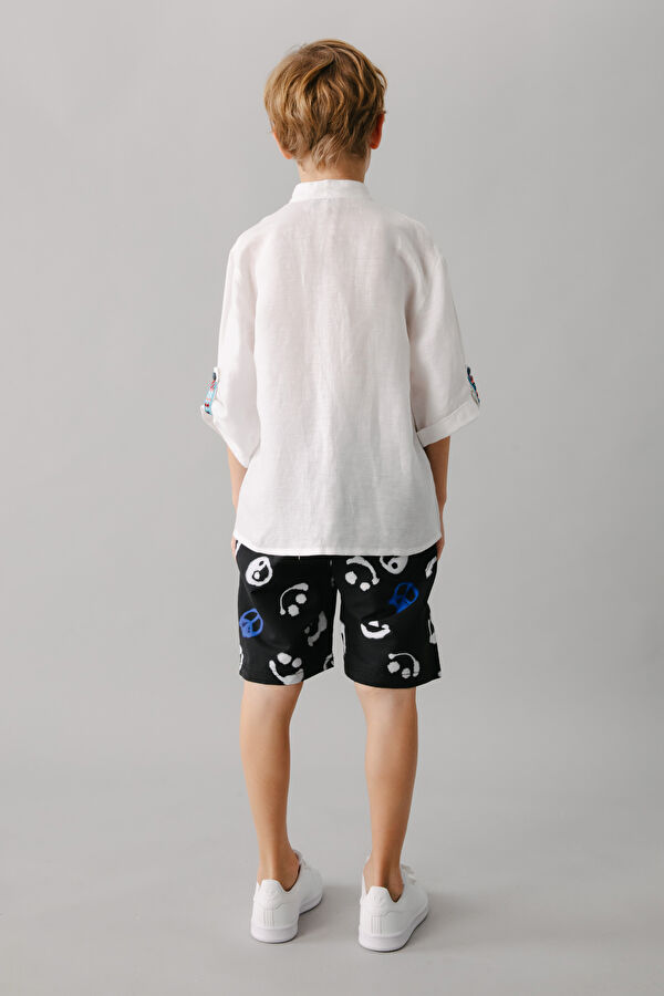 Black Patterned Kids Swimsuit 2