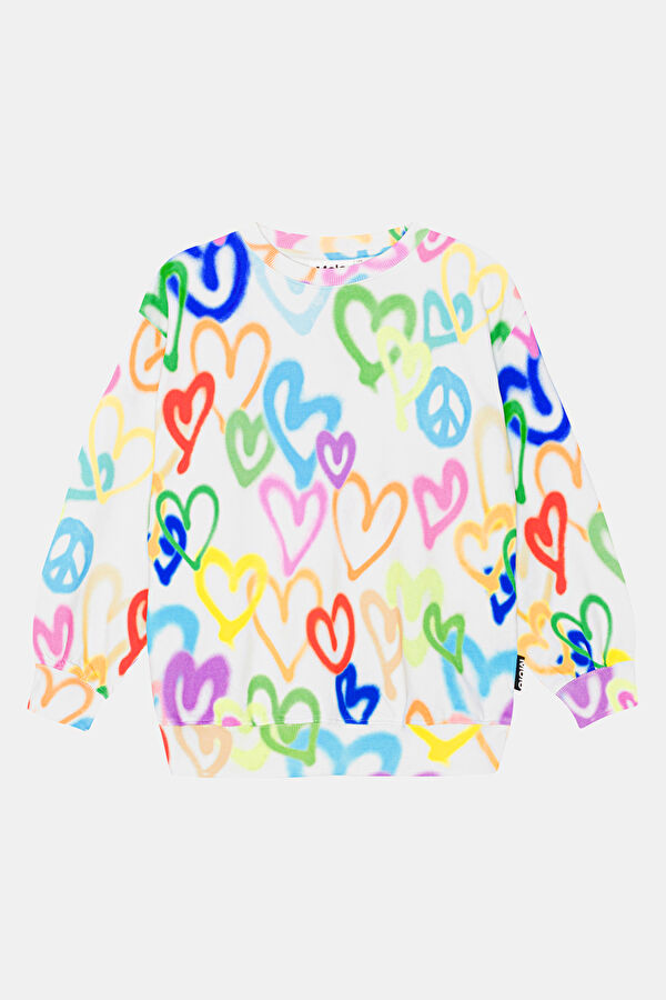 Multicolor Design Filled Bicycle Collar Sweatshirt
