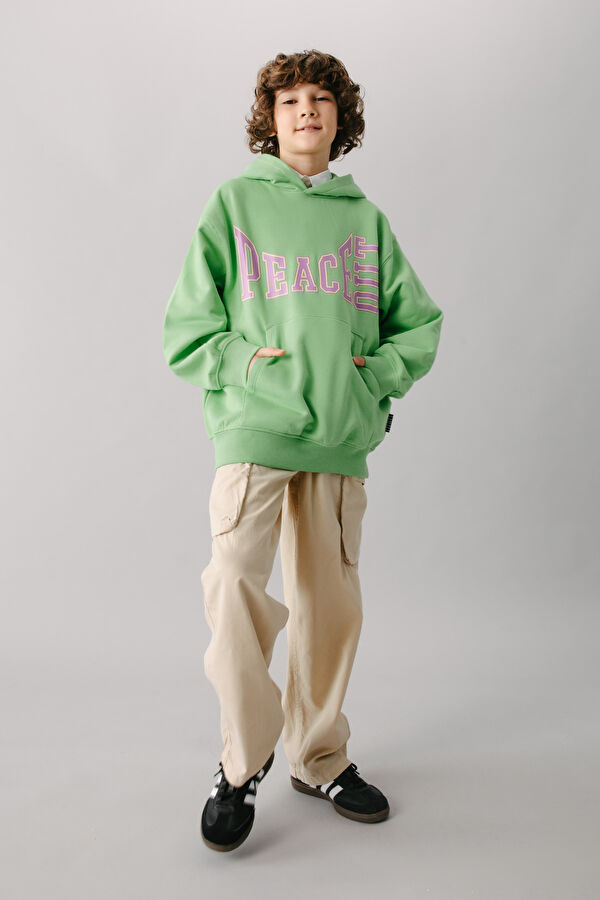 Relax Fit Cream Straight Leg Kids' Sports Pants