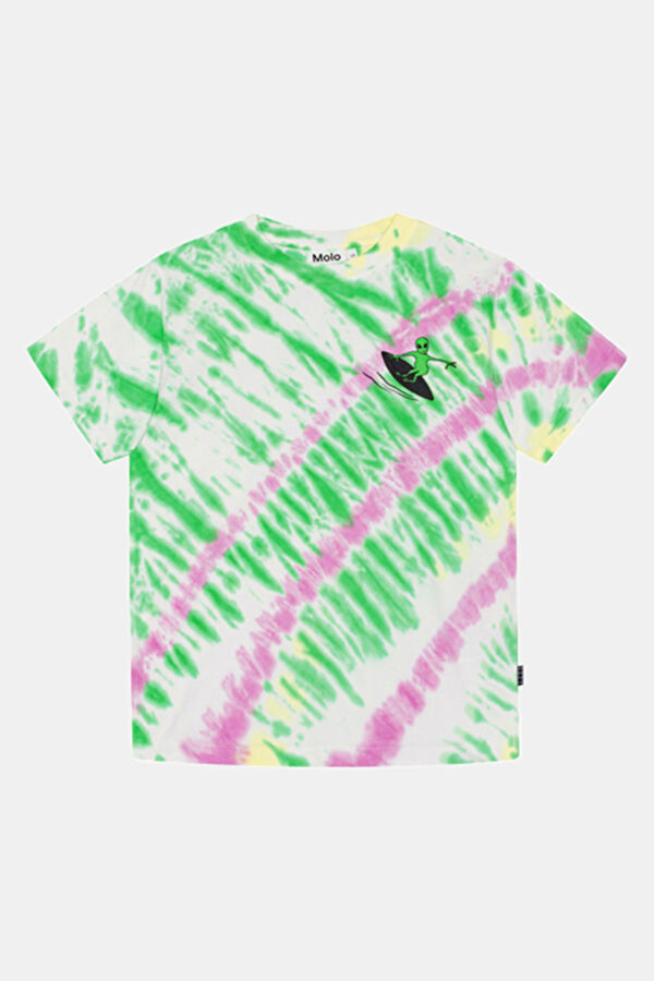 Relax Kalıp Yeşil O Yaka Desenli Çocuk T-Shirt