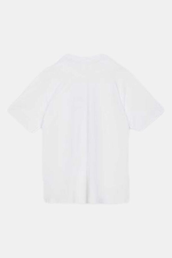 Relax Kalıp Beyaz Bisiklet Yaka Baskılı Erkek T-Shirt 2