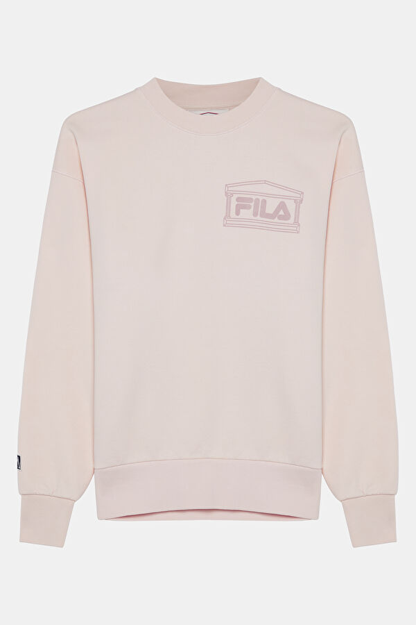 Açık Pembe Relax Kalıp Bisiklet Yaka Kadın Sweatshirt