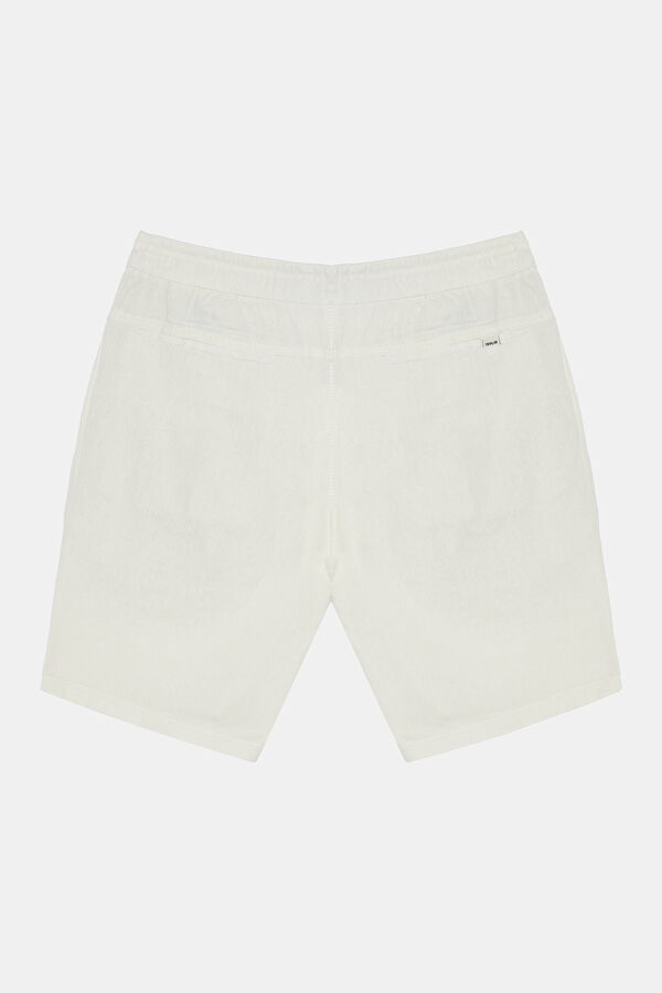 Ecru Linen Viscose Shorts 2