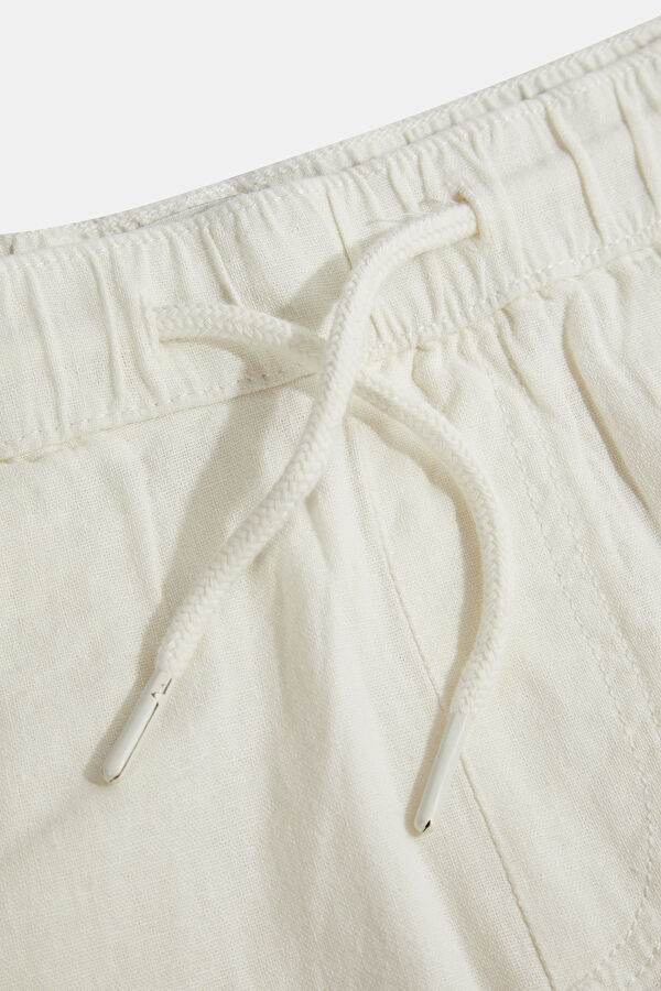 Ecru Linen Viscose Shorts 3