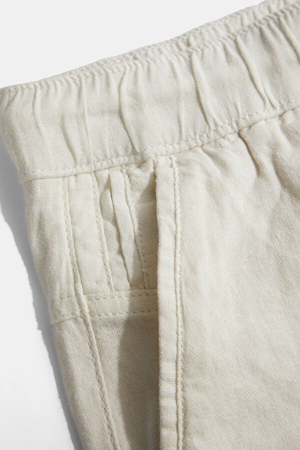 Ecru Linen Viscose Shorts 4