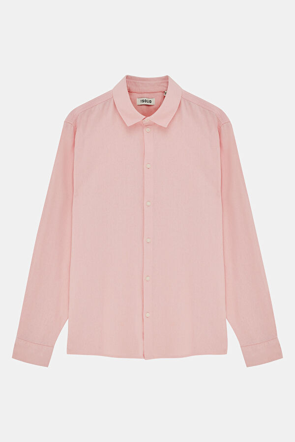 Relax Fit Pink Linen Men's Shirt
