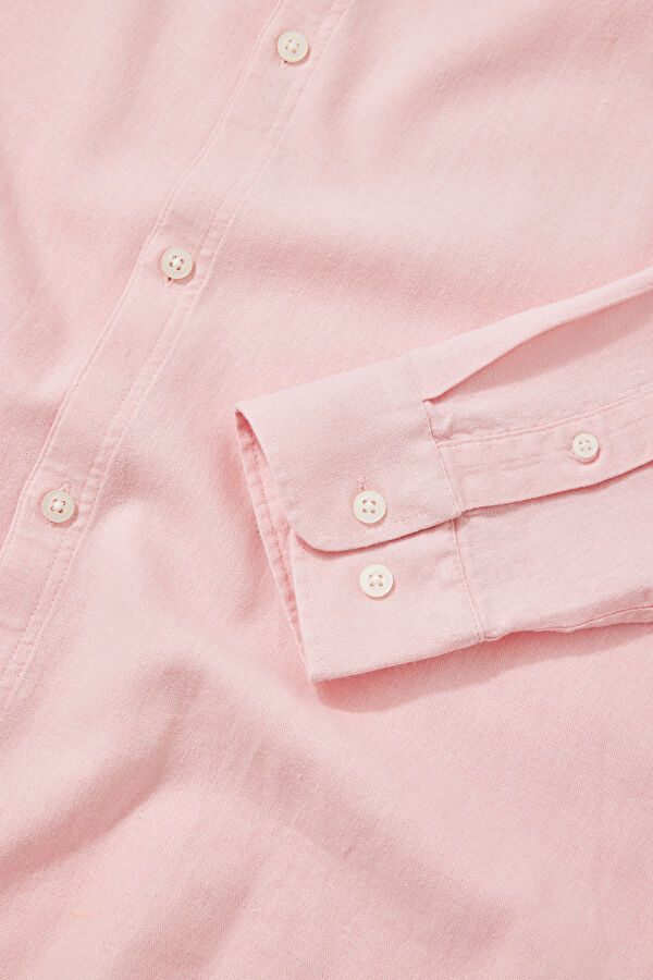 Relax Fit Pink Linen Men's Shirt 4