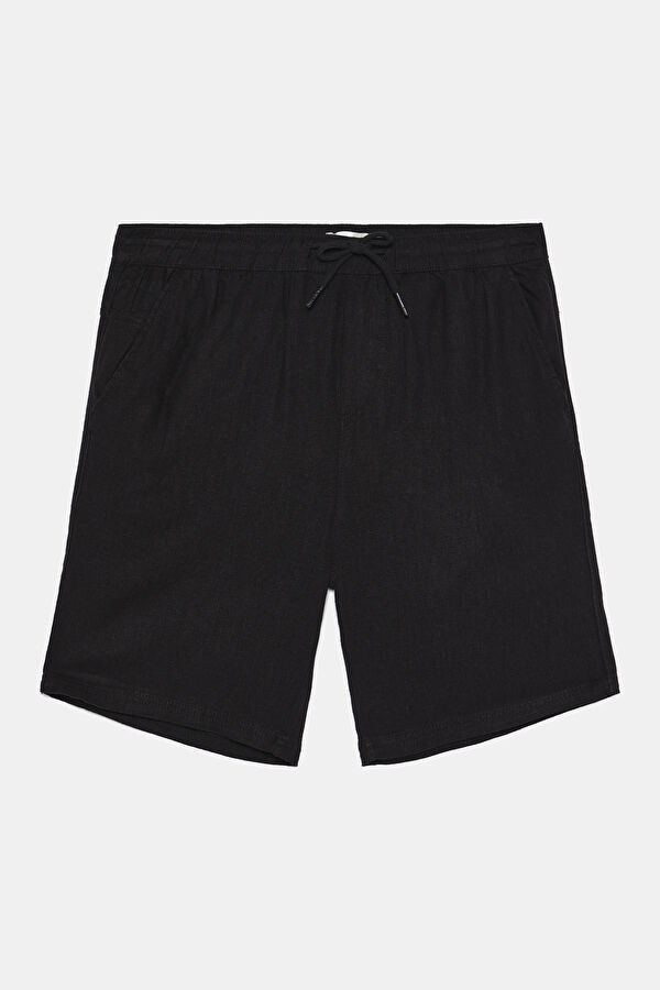 Black Linen Viscose Shorts
