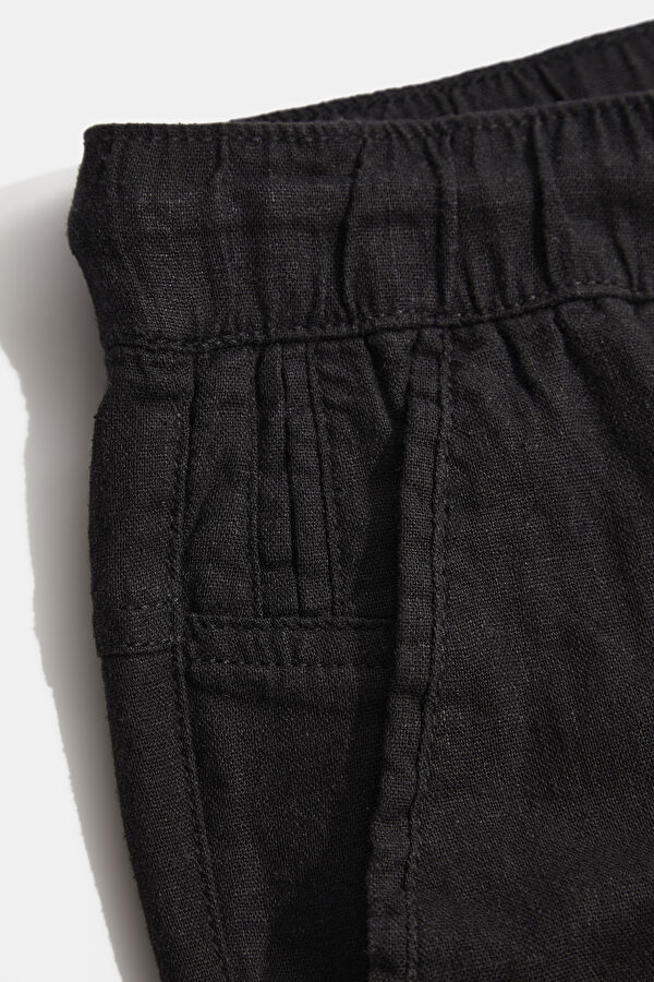 Black Linen Viscose Shorts 4