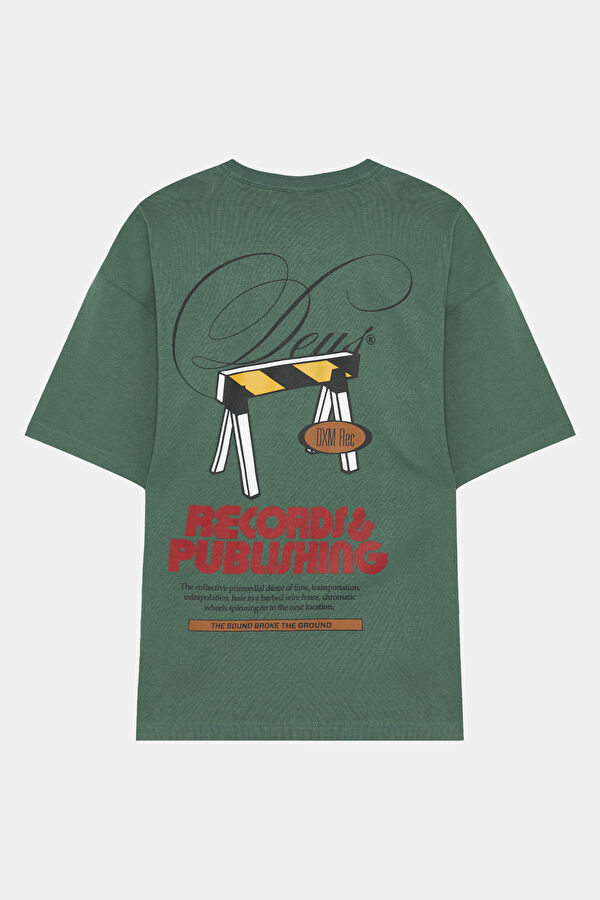 Oversize Bisiklet Yaka Baskılı Koyu Yeşil T-Shirt 2
