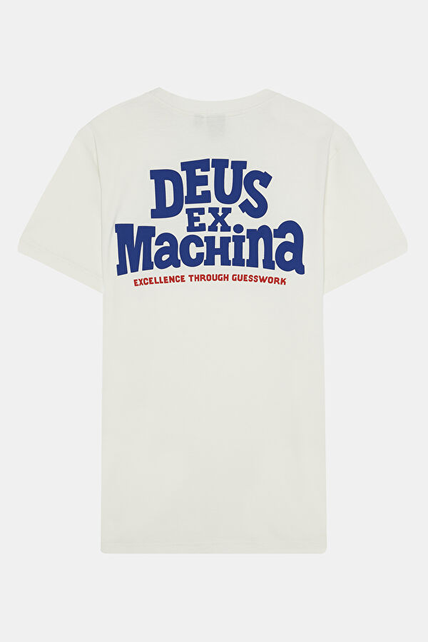 Relax Kalıp Beyaz Bisiklet Yaka Baskılı T-Shirt 2