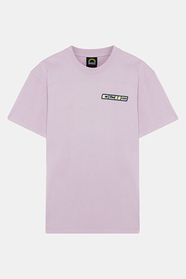 Oversize Bisiklet Yaka Baskılı Pembe Erkek T-Shirt 3