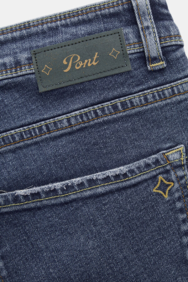 Koyu Mavi Boru Paça Jean Erkek Pantolon 5
