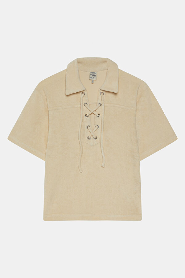 Cream Short-Sleeved Women's Blouse