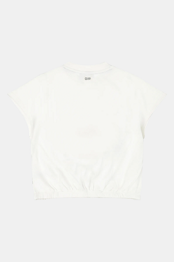 Beyaz Bisiklet Yaka Desenli Çocuk T-Shirt 2