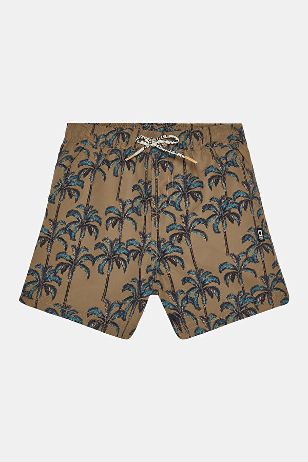 Brown Patterned Kids Swimsuit