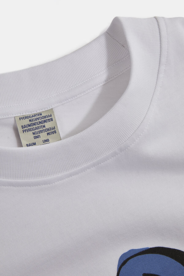 Blue Basic / round neckline Printed Tshirt 3