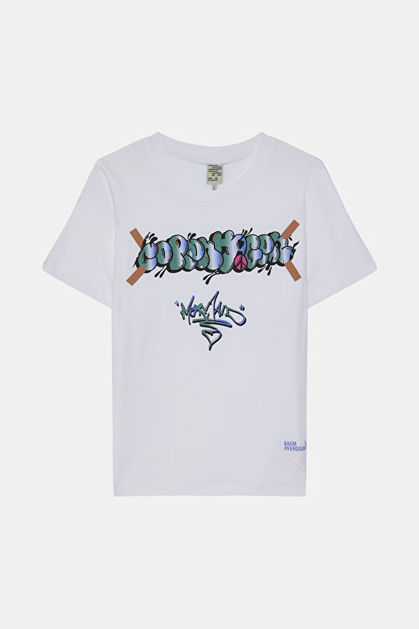Beyaz O Yaka Kadın T-Shirt