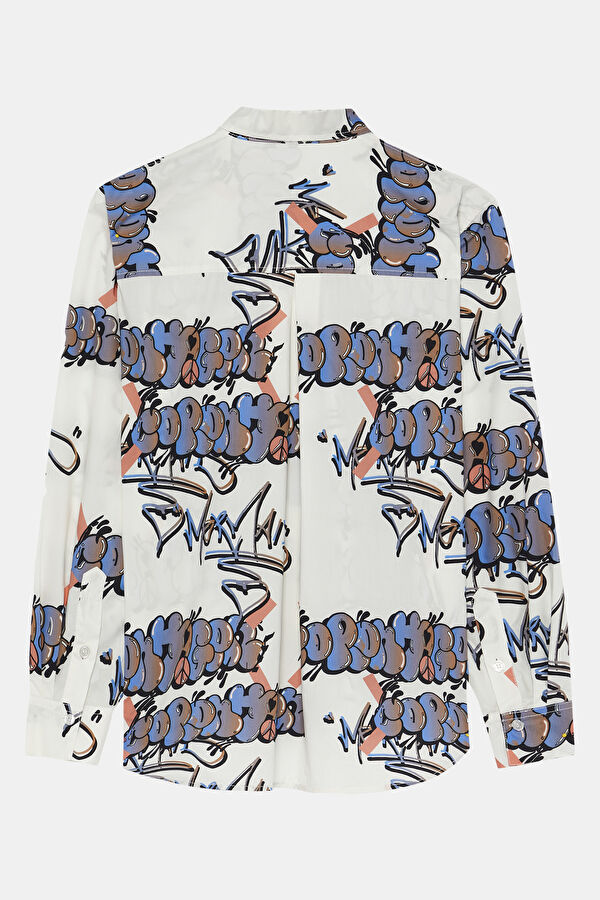 Relax Fit Orange Printed Shirt 2