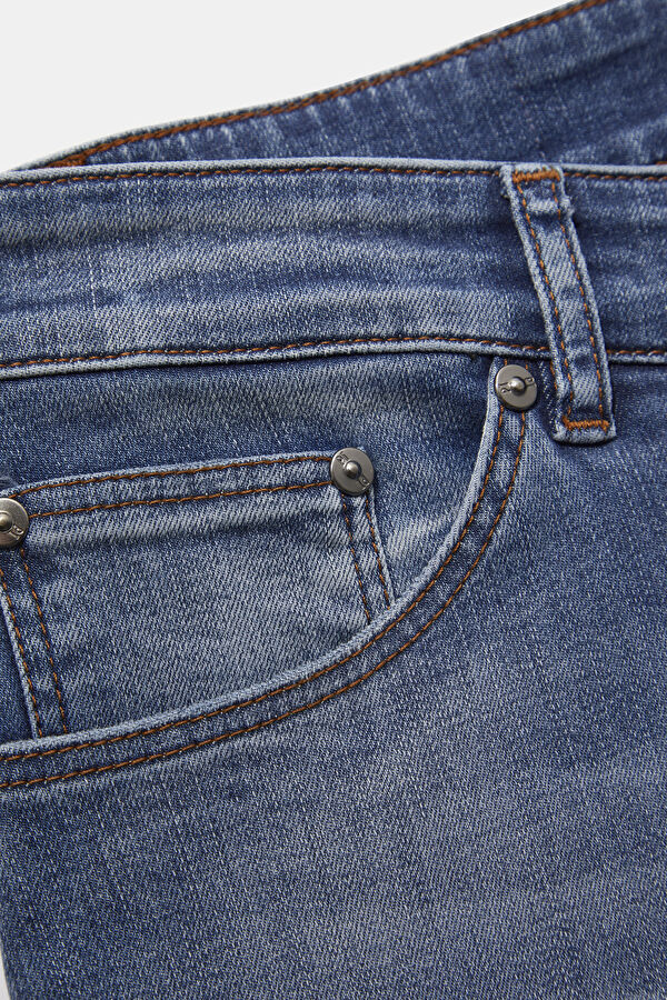 Blue Straight Leg Jeans Men's Trousers 4