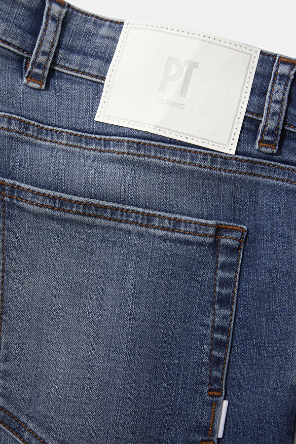 Blue Straight Leg Jeans Men's Trousers 5