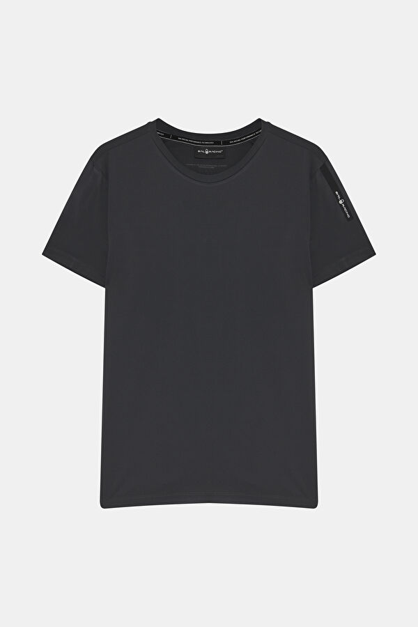 Koyu Gri Bisiklet Yaka T-Shirt