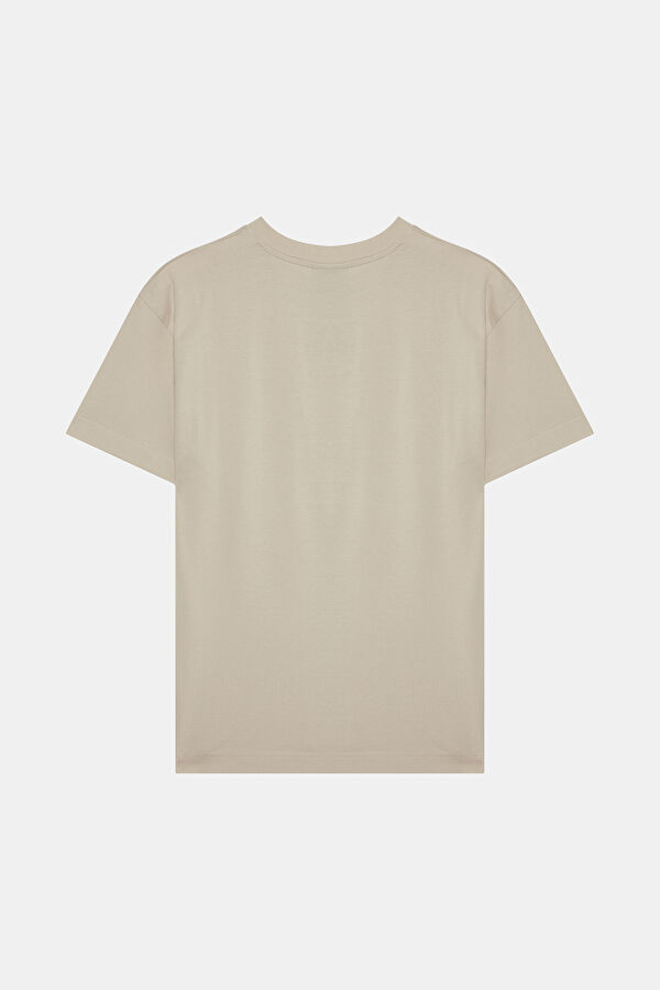 Ekru Bisiklet Yaka T-Shirt 2