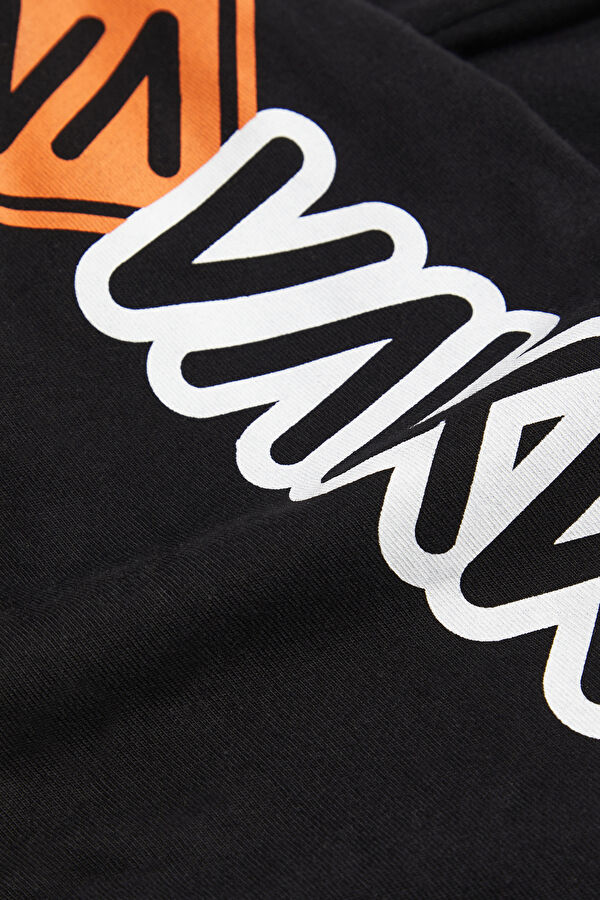 Heliski Siyah Bisiklet Yaka Baskılı Erkek T-Shirt 4