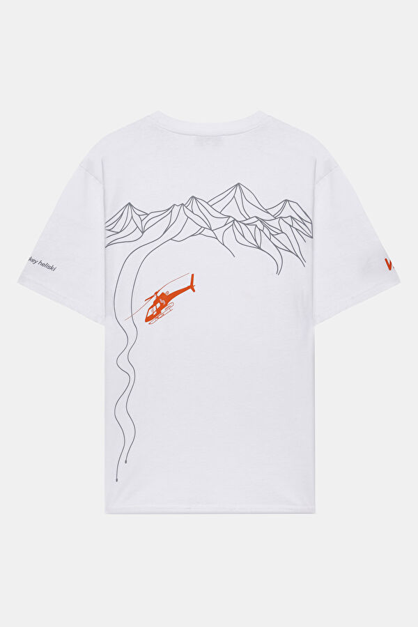 Ekru Bisiklet Yaka Baskılı T-Shirt 2
