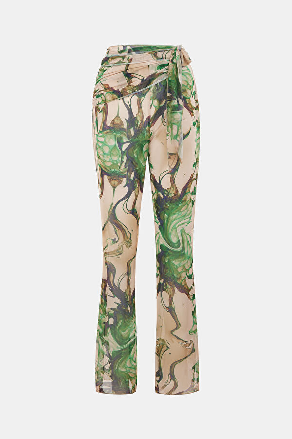 Beige Straight Leg Women's Trousers