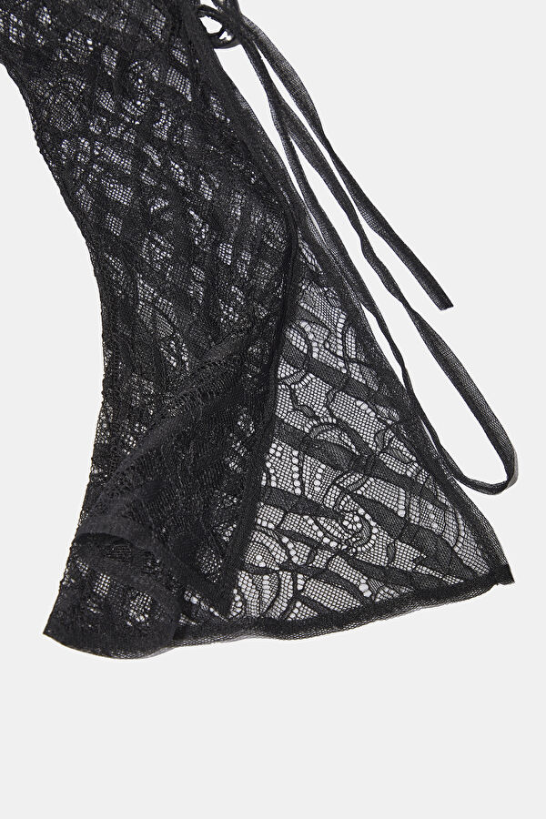 Close Fit Black Lacy V Neck Blouse 5