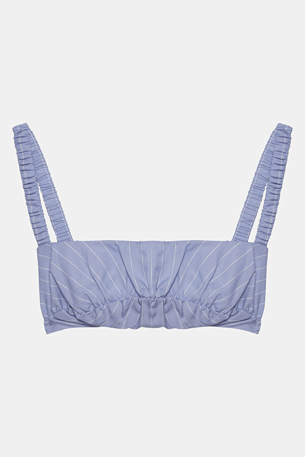 Light Blue Striped Strappy Women's Blouse 4