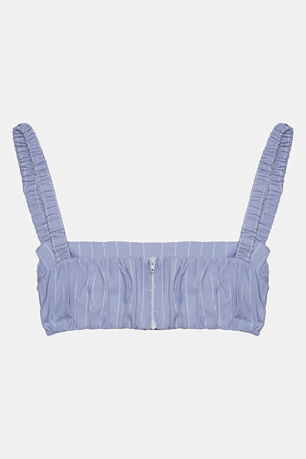 Light Blue Striped Strappy Women's Blouse 5