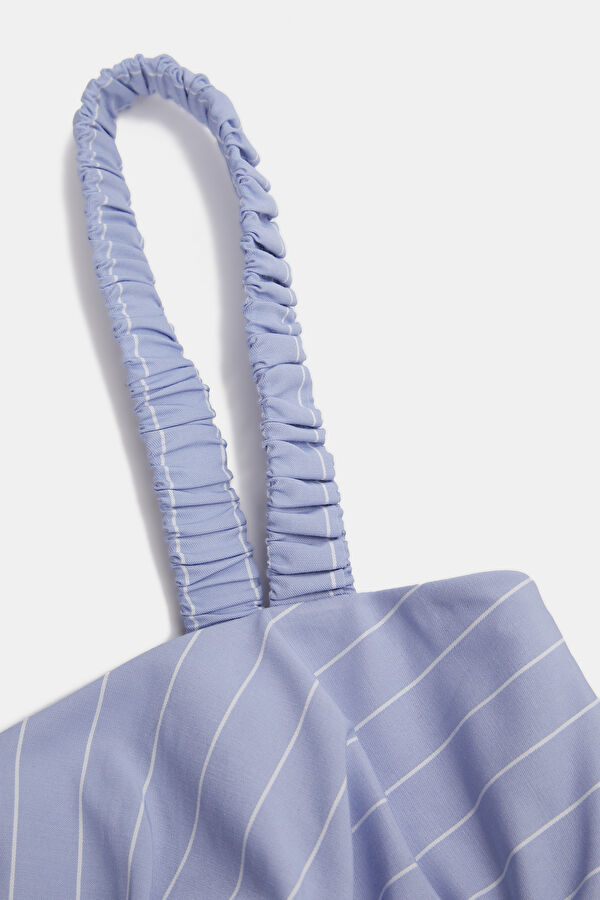 Light Blue Striped Strappy Women's Blouse 6