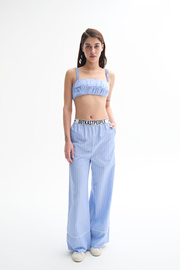 Light Blue Striped Strappy Women's Blouse 2
