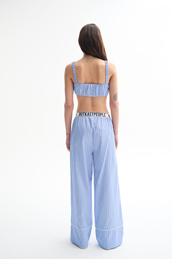 Light Blue Striped Strappy Women's Blouse 3