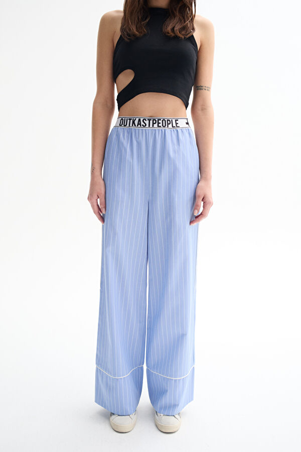Relax Fit Light Blue Straight Leg Women's Trousers 2