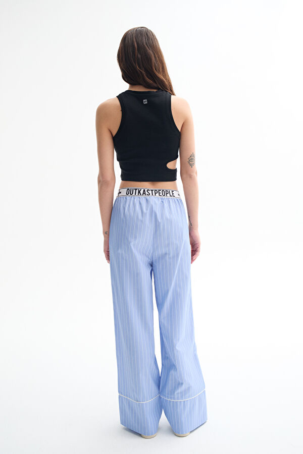 Relax Fit Light Blue Straight Leg Women's Trousers 3